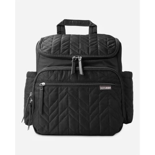 Skip Hop Diaper Bag Backpack: Forma, Multi-Function Baby Travel Bag with Changing Pad & Stroller Attachment, Jet Black