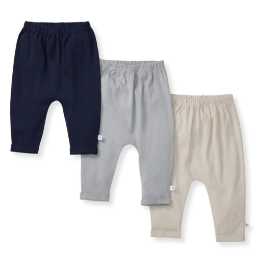Solid Organic Cotton Baby Pants 3 Pack Midnight