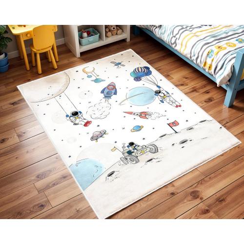 Space Themed Cute Kid&#39;s Rug, Nursery Rug, Non-slip Play Mat, Baby Room Carpet, Kids Room Decor, Bestselling Children&#39;s Carpet