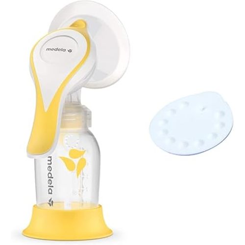 Medela Manual Breast Pump with Flex Shields Harmony Single Hand Bundle with 6 Count Medela Spare Pump Membranes
