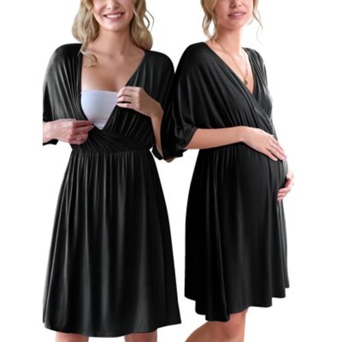 Avidlove Maternity Dress for Photoshoot 3 in 1 Labor/Delivery/Hospital Gown Maternity Nursing Nightgown Sleepwear for Breastfeeding Casual Baby Shower Dress S-XXL