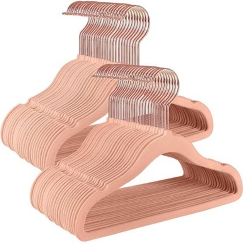 50 Pack Baby Hangers Children’s Hangers for Closet with Rose Gold,Non-Slip Hangers,Light Pink