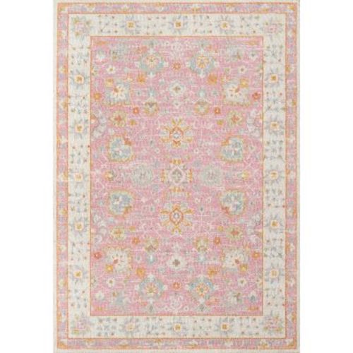 2'x3' Anatolia Riylnn Accent Rug Pink - Momeni: Wool & Nylon, Bohemian Floral, Low Pile, Indoor Area Rug