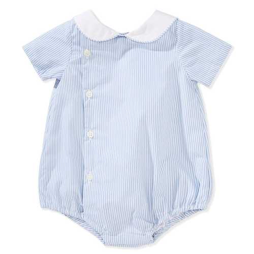 Edgehill Collection Baby Boys Newborn-24 Months Peter Pan Collar Stripe Bubble Romper