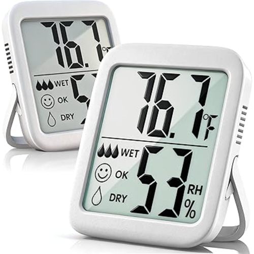Antonki 2 Pack Room Thermometer for Home, Hygrometer Indoor Humidity Meter Gauge, Digital Temperature and Humidity Sensor Monitor for House, Terrarium, Incubator, Greenhouse - Battery Included