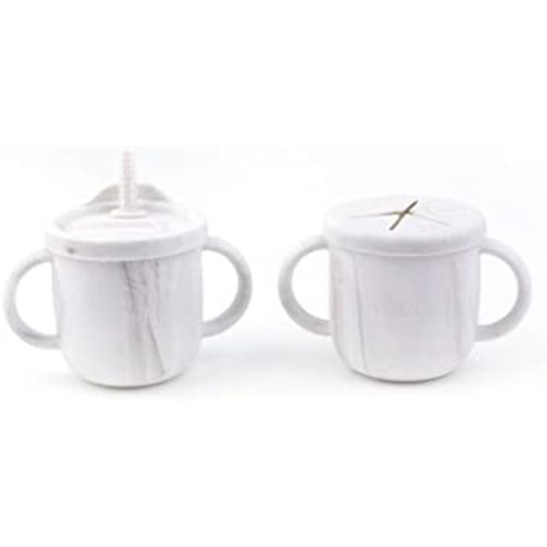 Milliful 5 Piece Sippy Cup, Teething Straw, and Snack Cup - Marble