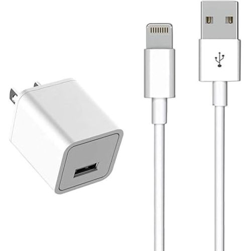 iPhone Charger [MFi Certified] - Travel & Home Wall Charger with 5ft Cable, Compatible with iPhone 14, 13, 12, 11, SE, X, 8, 7, 6, 5, iPad Mini, iPod Touch & iPods