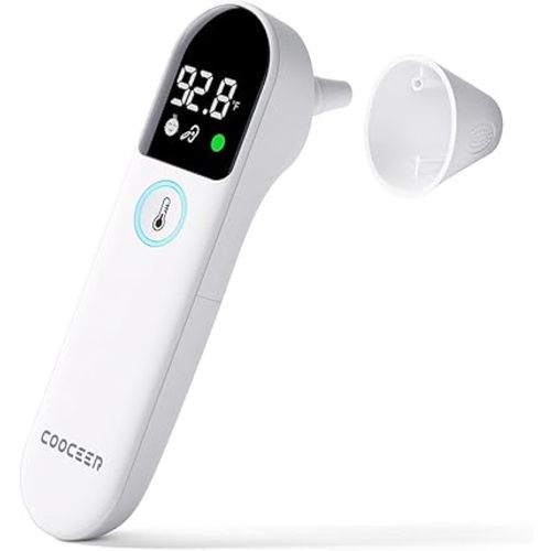Digital Thermometer for Adults and Kids: Accurate Ear and Forehead Temperature Readings - Fever Alarm - Touchless Ideal for Babies Toddlers Infants Sensiors - Large LED Display - Home Use