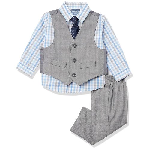 Nautica Baby Boys' 4-Piece Suit Set with Dress Shirt, Vest, Pants, and Tie