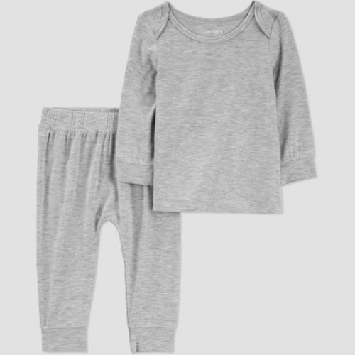 Carter's Just One You® Baby Boys' 2pc Comfy Soft Solid Top & Bottom Set - Gray 6M