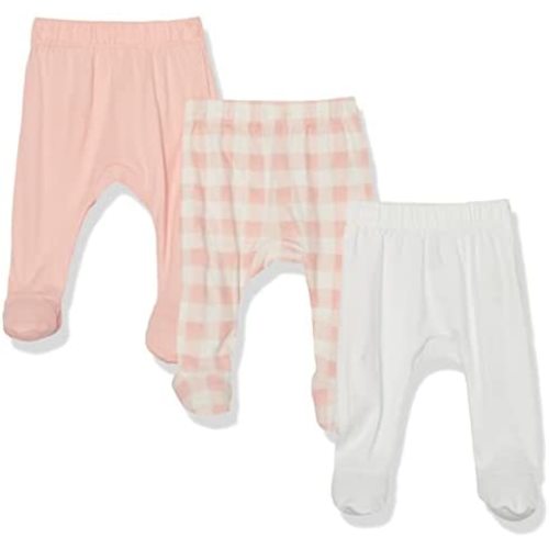 HonestBaby 3-Pack Footed Pants Roomy Fit Pull on Bottoms 100% Organic Cotton for Infant Baby Boys, Girls, Unisex
