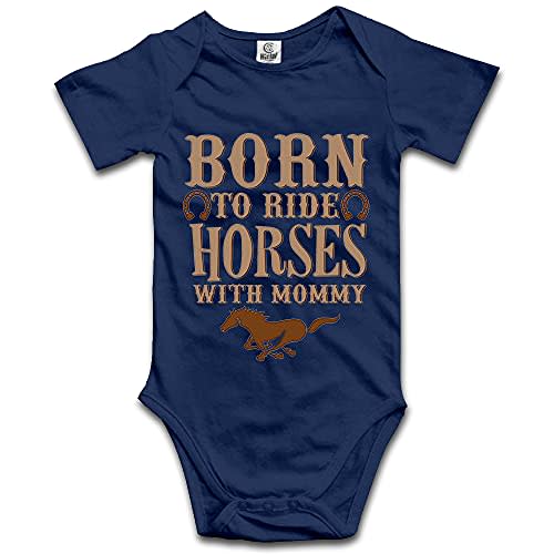 DOQOSESHY Born to Ride Horses with Mommy Baby Bodysuit Short/Long Sleeve Jumpsuit Rompers, 3 Months