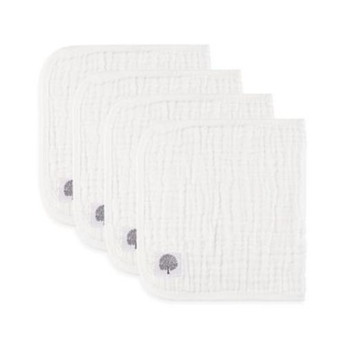 Parker Baby 4 Pack Muslin Cotton Burp Cloths - White