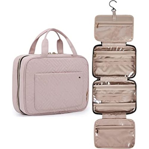 BAGSMART Toiletry Bag Travel Bag with Hanging Hook, Water-resistant Makeup Cosmetic Bag Travel Organizer for Accessories, Shampoo, Full-size Container, Toiletries
