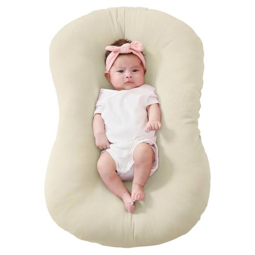 FUNUPUP Rayon Made from Bamboo Baby Lounger Cover Compatible with Snuggle Me Lounger, Infant Lounger Pillow Cover for Newborn, Removable Elastic Newborn Lounger Cover,Cover Only,Khaki