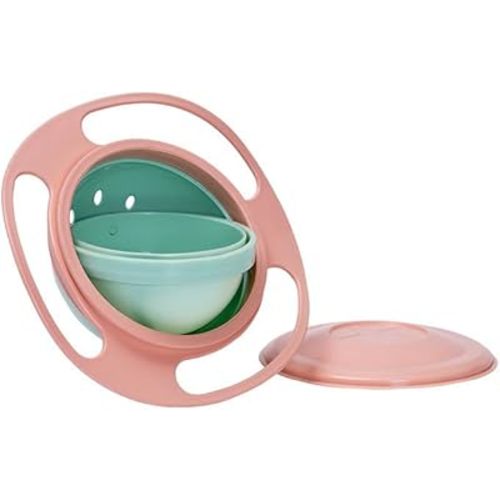 Magic Gyro Bowl 360 Degree Rotating for Kids, Non-Spill Rotating Snack bowl with Lid, BPA Free Plastic, Dishwasher Safe (Light Green), Small