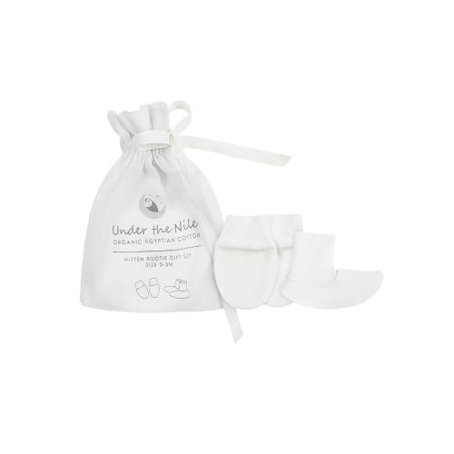 Under The Nile Organic Cotton Mitten and Bootie Gift Set in a Gift Bag, 0 to 3 Months
