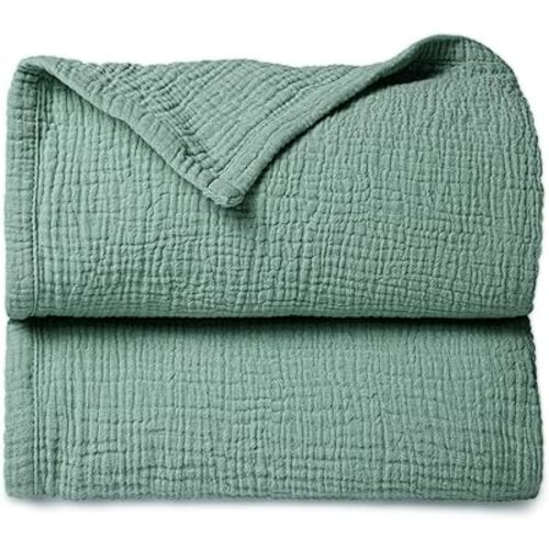 Lulu moon Muslin Quilt Blanket, Crib Blanket for Baby and Toddler,47x47 Inches(Lotus Leaf)