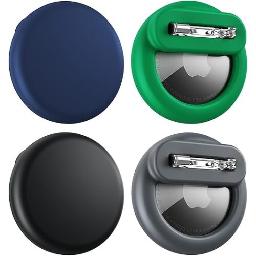 Air Tags-4 Pack Apple Kids Hidden Case, Airtag Tracker, AirTag Hidden Kids Holder with Invisible Pin, Anti Lost, for Elderly, Luggage, Clothing (Black Dark Green Gray Navy Blue)