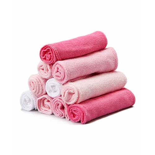 Spasilk Baby Washcloth Wipes Set for Newborn Boys and Girls, Soft Terry, Pack of 10, Pink