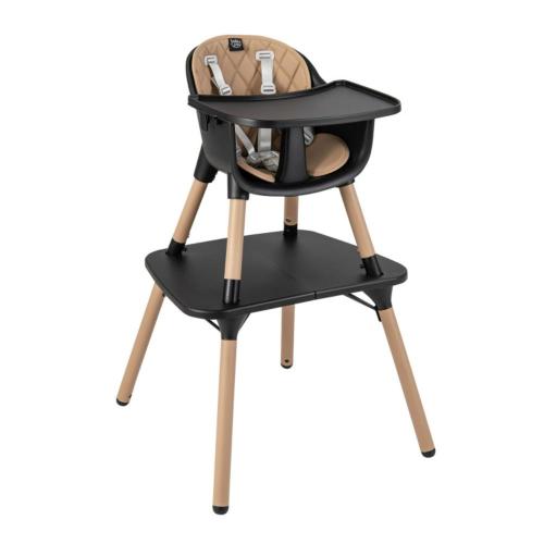 Hivvago 4-in-1 Baby Convertible Toddler Table Chair Set with PU Cushion-Brown