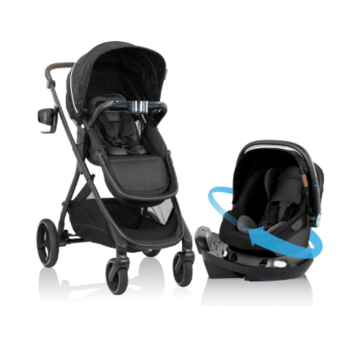 Evenflo Shyft Intuiti+ Travel System with Revolve180 LiteMax NXT Rotational Infant Car Seat, 2025, Dubhan Black, Plus w/ Sensory Soothe