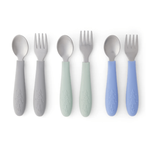Babies/Toddler Stainless Steel Spoons + Forks with Silicone Handle