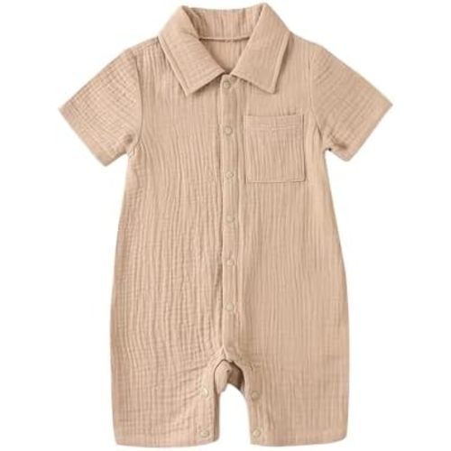 Baby Boy Romper Short Sleeve Button Down Shirt Onesie Jumpsuit Shorts Summer Clothes Outfit Newborn Infant