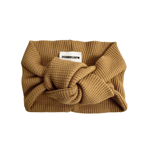 Organic Waffle Turban Headband, Honey