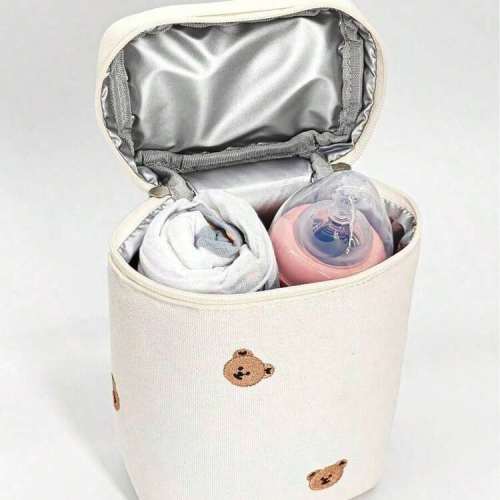 1pc Baby Stroller Storage Teddy Bear Insulated Carriage Bag | Multifunctional Baby Food Cooler And Milk Bottle Tote Bag | Picnic Diaper Organizer Bag With Bottle/Wipes/Pacifier Pockets | SHEIN USA