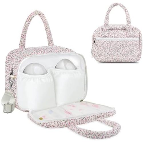 rain bunny Cotton Quilted Wearable Breast Pump Bag Compatible With Elvie, Willow and Momcozy, Pumping Bag for Work, Travel