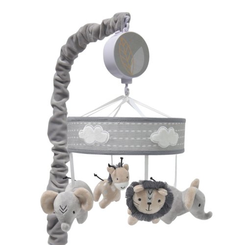 Jungle Safari Gray Elephant/Lion/Giraffe Musical Baby Crib Mobile Toy