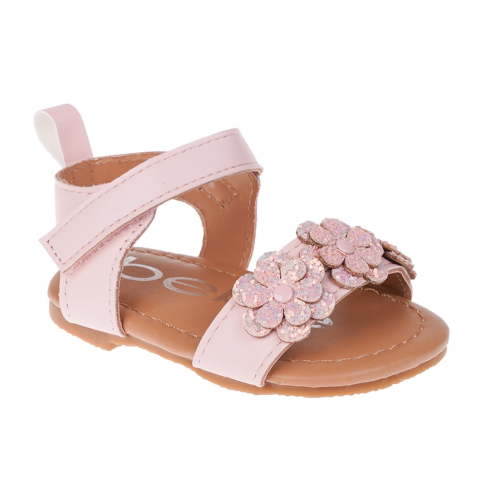 bebe Girl's Infant Flat Shoes with Metallic Shimmer, Glitter and Rhinestone - Flats For Infants, Light Pink 2, 3