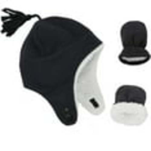 Zando Toddler Winter Hats and Gloves Sets for Boys Warm Polar Fleece Earflap Beanie Hat Black 2-12 Months