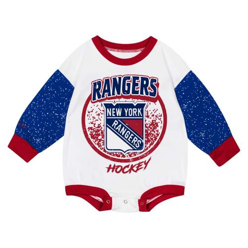 Infant Mitchell & Ness Rangers Poster Long Sleeve Onesie, 3-6 Mo