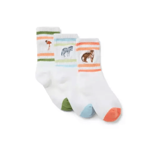 Boy White Animal Crew Sock 3-Pack by Janie and Jack