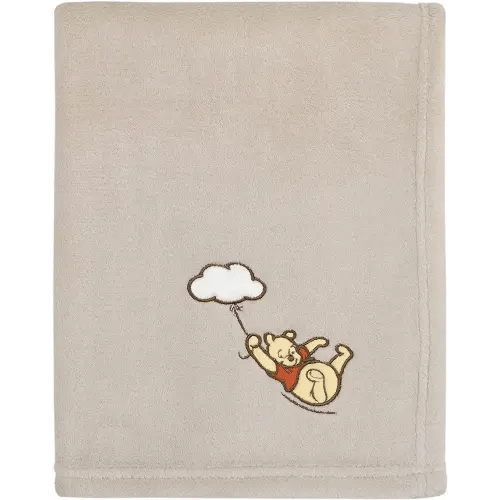 NoJo Disney Winnie The Pooh - Blustery Day Grey Cloud Super Soft Baby Blanket with Applique