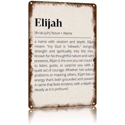 Elijah Name Meaning Vintage Metal Sign,Text Art Poster Home Wall Decor, Suitable For Walls, Doors, And Fences，Aluminum Printed Plaque 8×12Inch