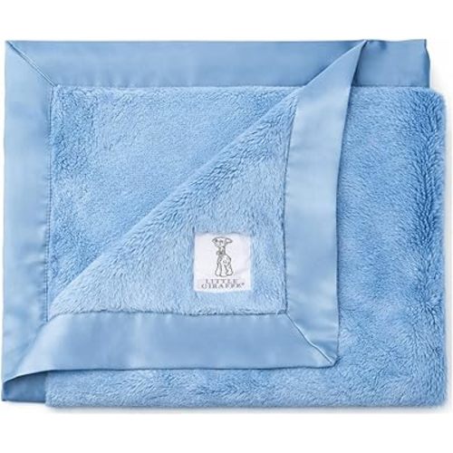 Little Giraffe Baby Blanket - Luxe Soft Blanket with Satin Trim - Baby Stroller Blanket - Newborn Baby Essentials & Baby Gifts - 29x35" - Cornflower