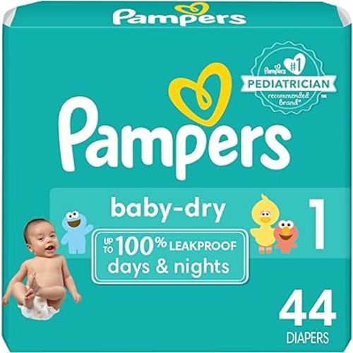 Pampers Baby Dry Diapers - Size 1, 44 Count, Absorbent Disposable Diapers