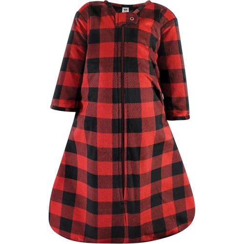 Hudson Baby Unisex Baby Long Sleeve Plush Faux Fur Sleeping Bag, Wearable Blanket, Buffalo Plaid, 0-6 Months