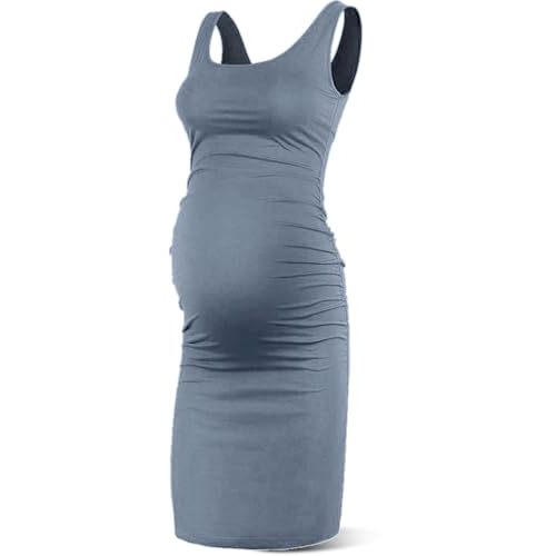 Rnxrbb S-2XL Women Summer Sleeveless Maternity Dress Pregnancy Tank Scoop Neck Mama Clothes Casual Bodycon Clothing