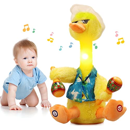 Talking Duck Toy Repeats What You Say Dancing Duck Baby Toys for Kids Toddlers Infants Mimicking Singing Duck Stuffed Animal Plush Toys Shaking Electric Interactive Toy Easter Basket Stuffers Gift
