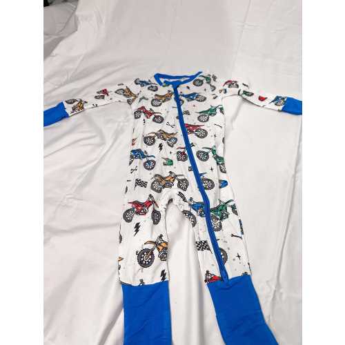 Dirtbike Bamboo Sleeper Boys Soft Sleeper Zippy Two Way Zipper Gender Neutral Pajamas Footie Sleeper Convertible Motocross