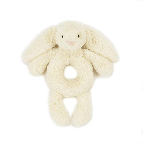 bashful bunny ring rattle cream