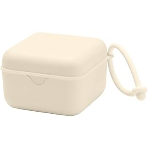 BIBS Pacifier Box with Loop for Storing & Carrying Soothers | 100% BPA Free Material | Designed & Made in Denmark | Ivory