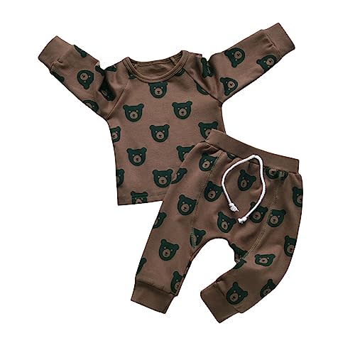 Toddler Baby Boy Clothes Infant Long Sleeve Bear Print Tops + Pants Sweatsuit Outfits