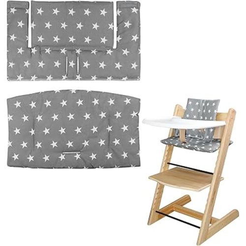 For Tripp Trapp High Chair Cushion, Soft And Comfortable For Tripp Trapp High Chair Cushion, For Tripp Trapp Cushion Set Makes It Safer And More Comfortable For Baby To Sit On (Grey Star Pattern)