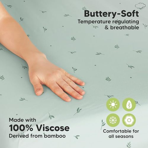 Pack and Play Sheets Fitted - 2-Pack Mini Crib Sheets for Pack N Play Mattress 38x26, Soft & Cozy, Neutral Toddler Playard Bedding, Snug Fitted Mini Baby Crib Mattress Cover Boy, Girl (Bunnies)