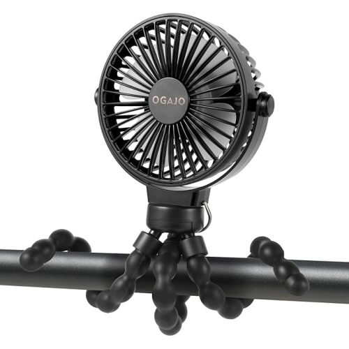 Portable Stroller Fan Personal rechargeable USB Fans With 5200mAh 3 Speeds Battery Small Baby Car Seat Mini Handheld Clip On Fan for Pram Crib Bike Treadmill Outdoor Camping Travel and Student Desk